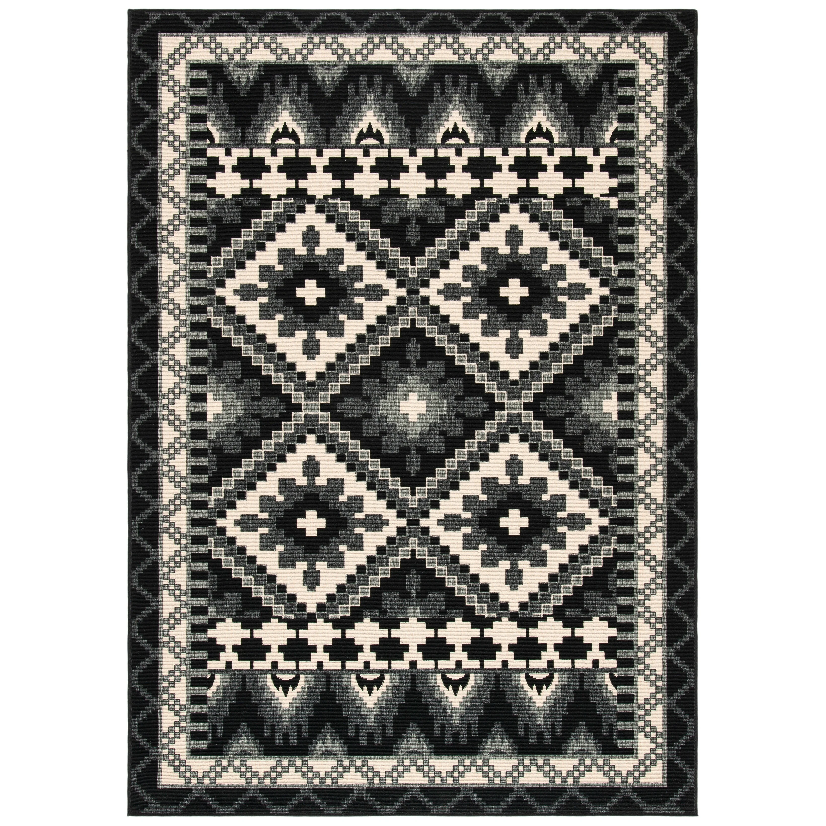 SAFAVIEH Veranda Vitaline Indoor/ Outdoor Waterproof Patio Backyard Rug - Black/Beige - 4' x 5'7