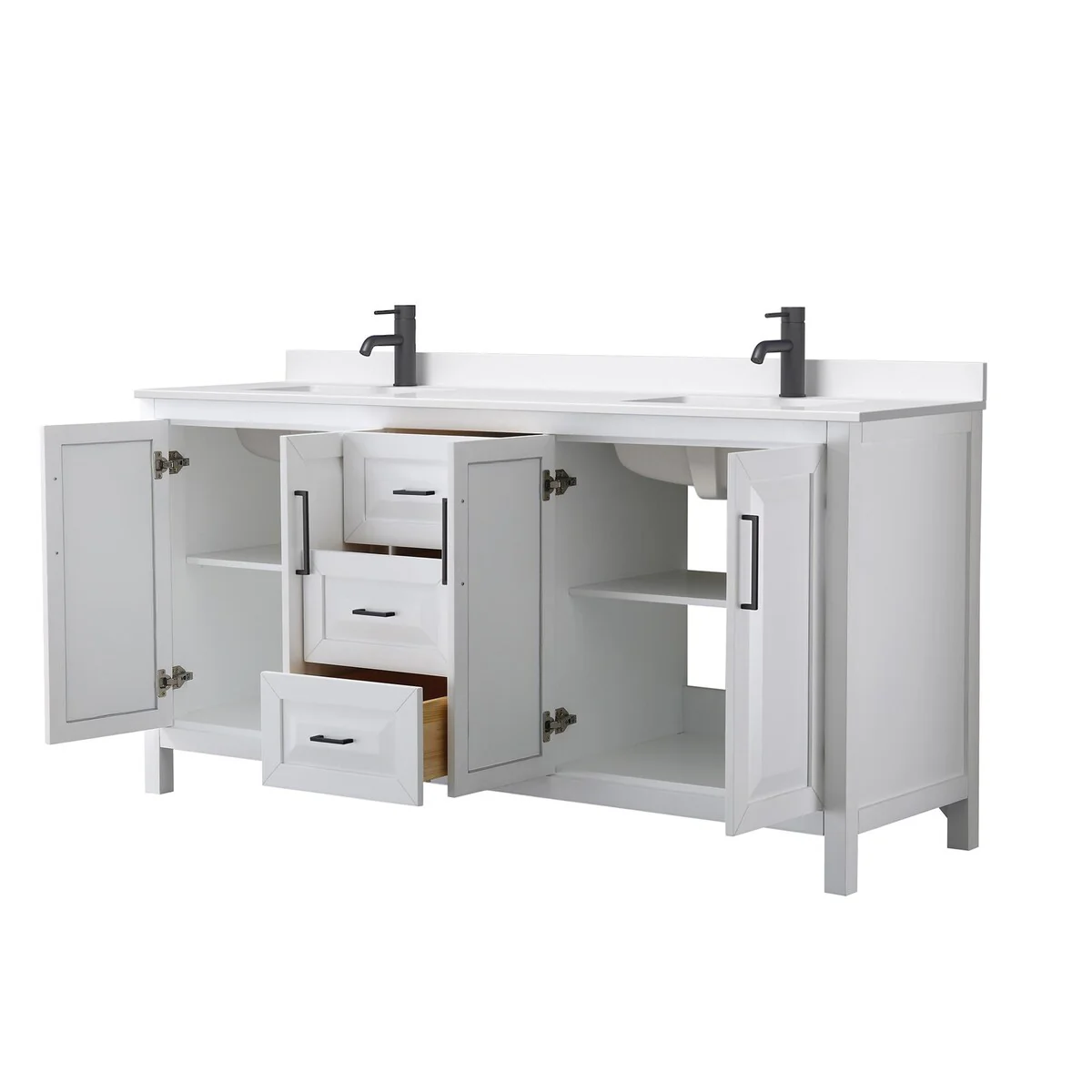 Daria 72-inch Double Vanity, Single Hole Quartz Top