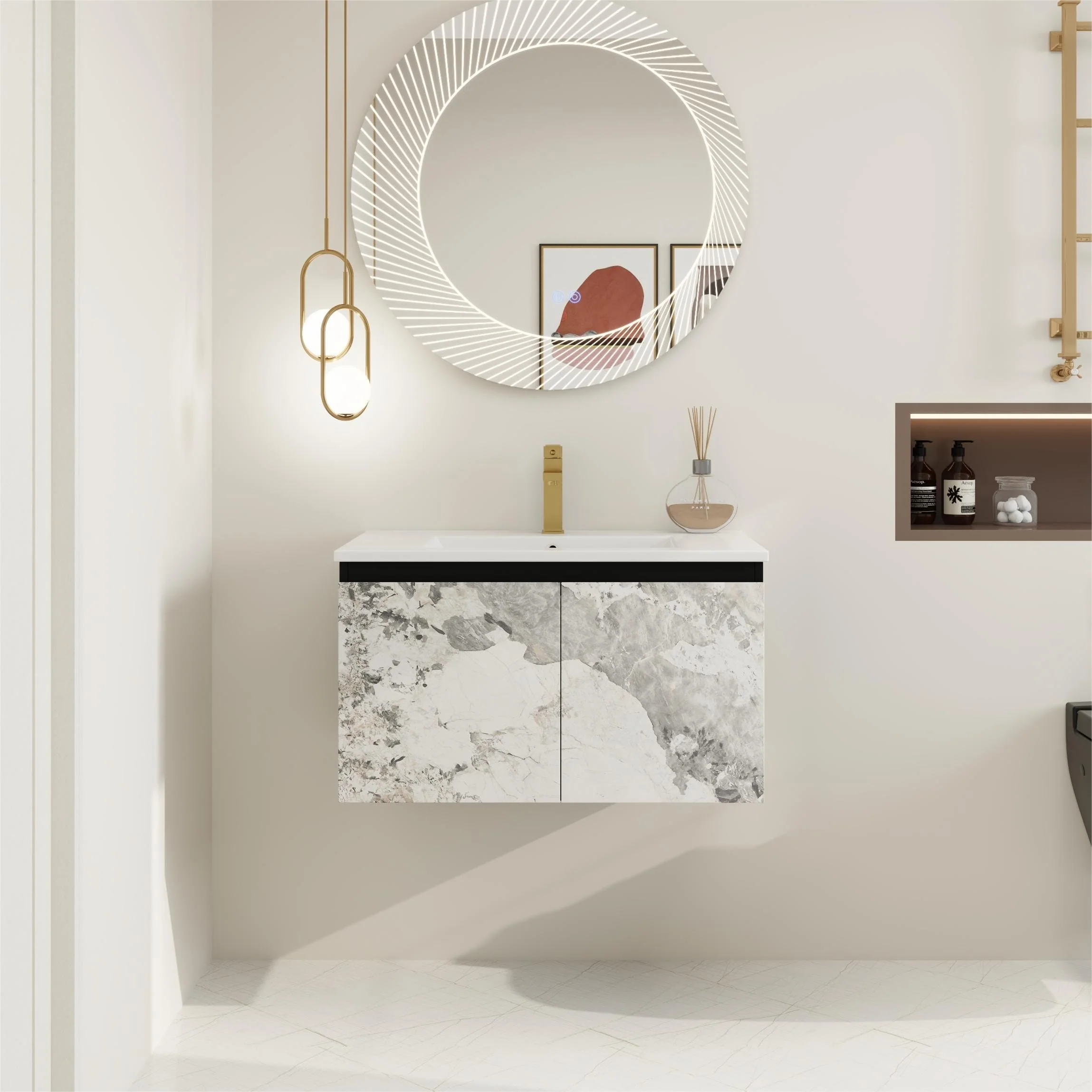 BNK 24/30/48 Inch Double Sink Bathroom Vanity with Soft Close Door