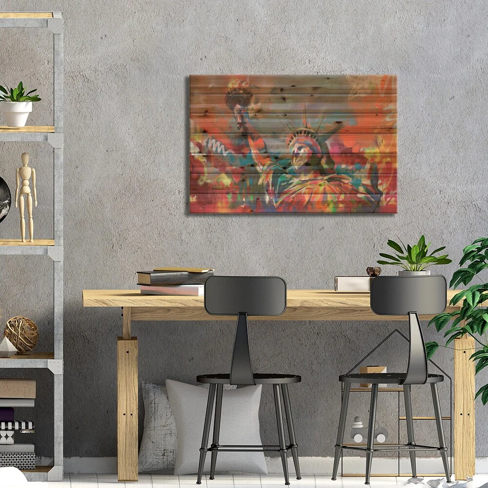 Statue of Liberty Print On Wood by Scott Naismith - Multi-Color