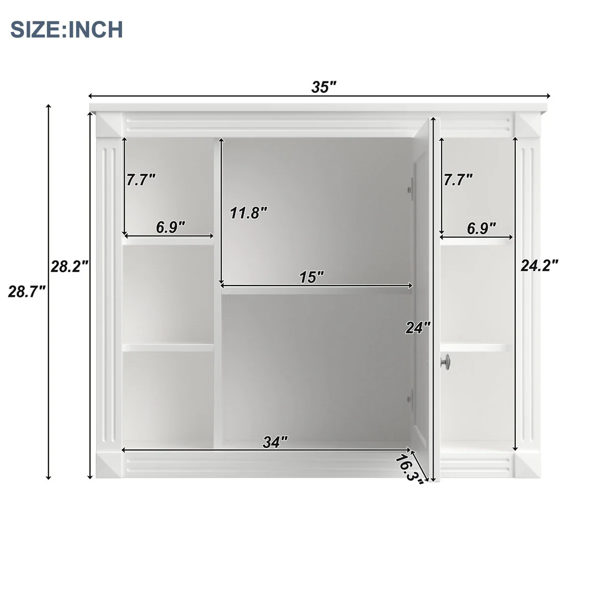Wall Mounted Bathroom Storage Cabinet,Wall Cabinet with Mirror,Mirror Cabinet with 6 Open Shelves(Not Include Bathroom Vanity )