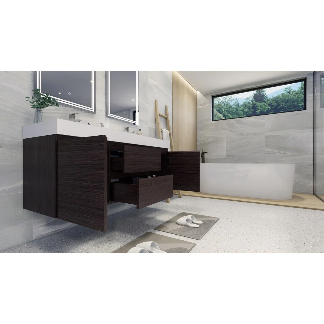 Baillie 60'' Wall-Mounted Vanity with Double Reinforced Acrylic Sink