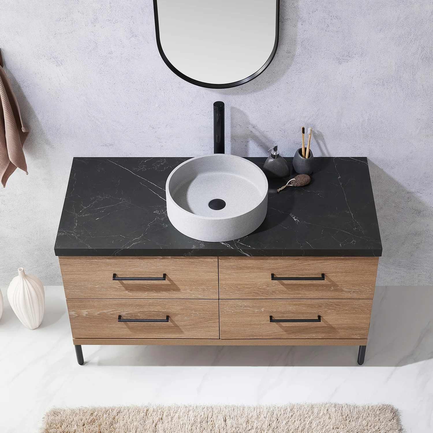 Trento Bath Vanity with Sintered Stone Top with Concrete Sink (C)