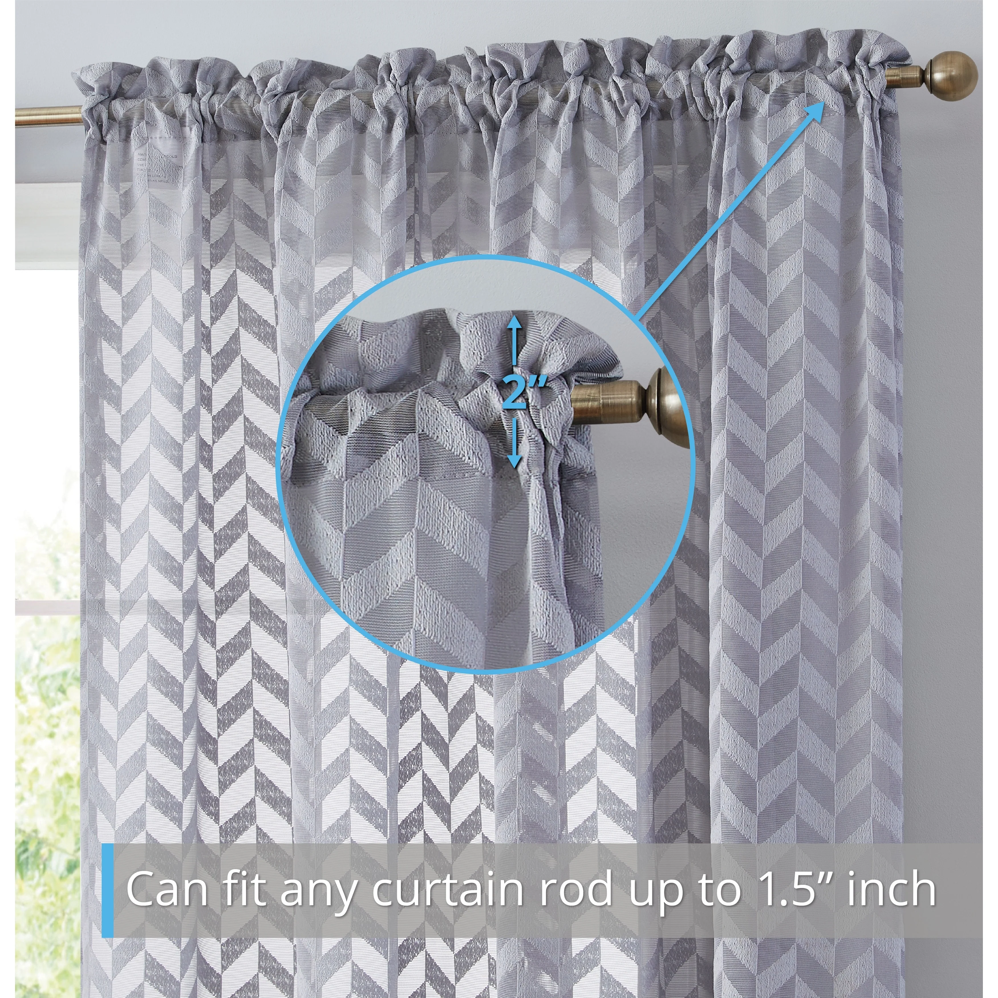 HLC.me Herringbone Lace Thick Semi Sheer Premium Grommet Top Window Curtain Panels Kids Room & Bedroom - Set of 2 Panels