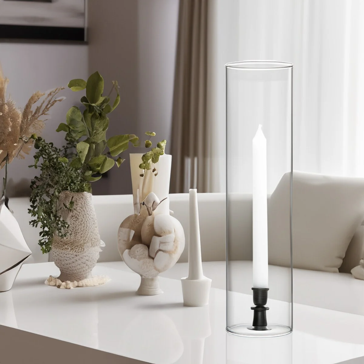 Clear Glass Cylinder Hurricane Chimney Tube, Candle Cover - 1 Piece