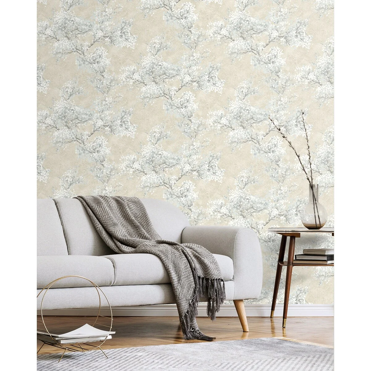NextWall Cherry Blossom Grove and Stick Wallpaper