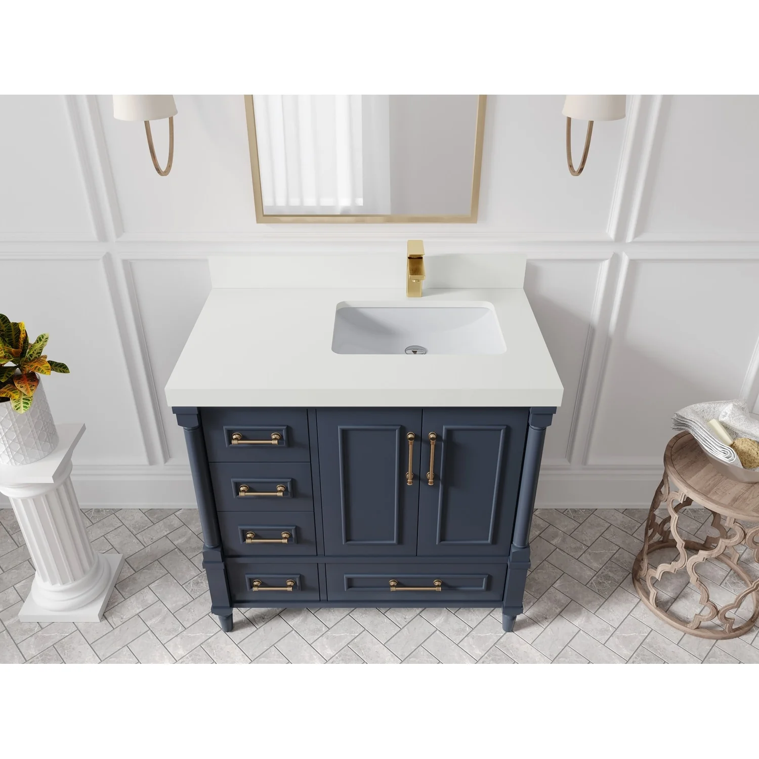 Willow Collections 36 in. W x 22 in. D Aberdeen Right Offset Sink Bathroom Vanity with Countertop