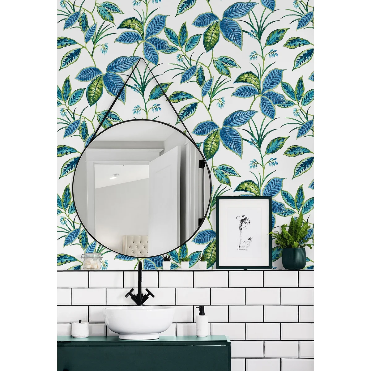 NextWall Boho Leaf Trail Peel and Stick Wallpaper