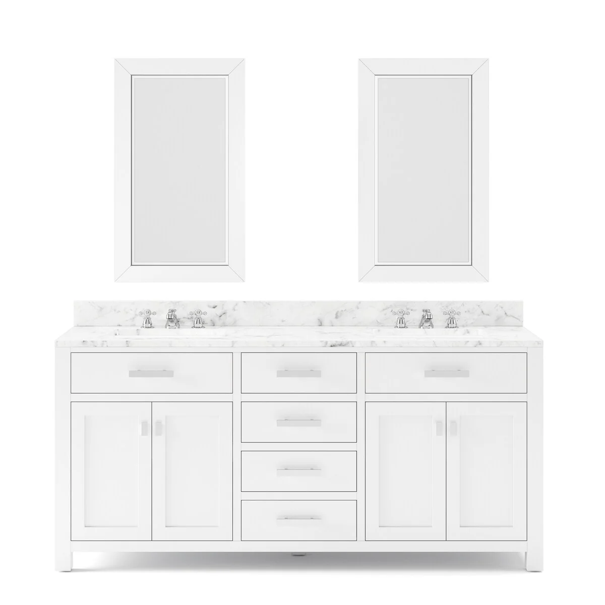 Water Creation Madison 72-inch Solid White Double Sink Bathroom Vanity