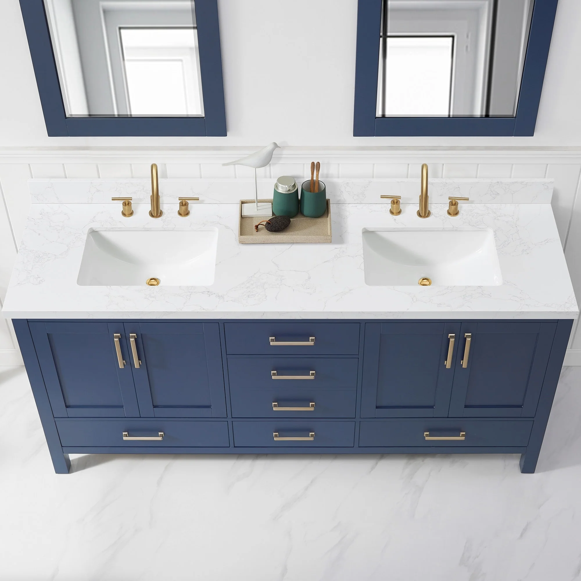 Jaen Composite Stone Vanity Top with White Rectangular Sink