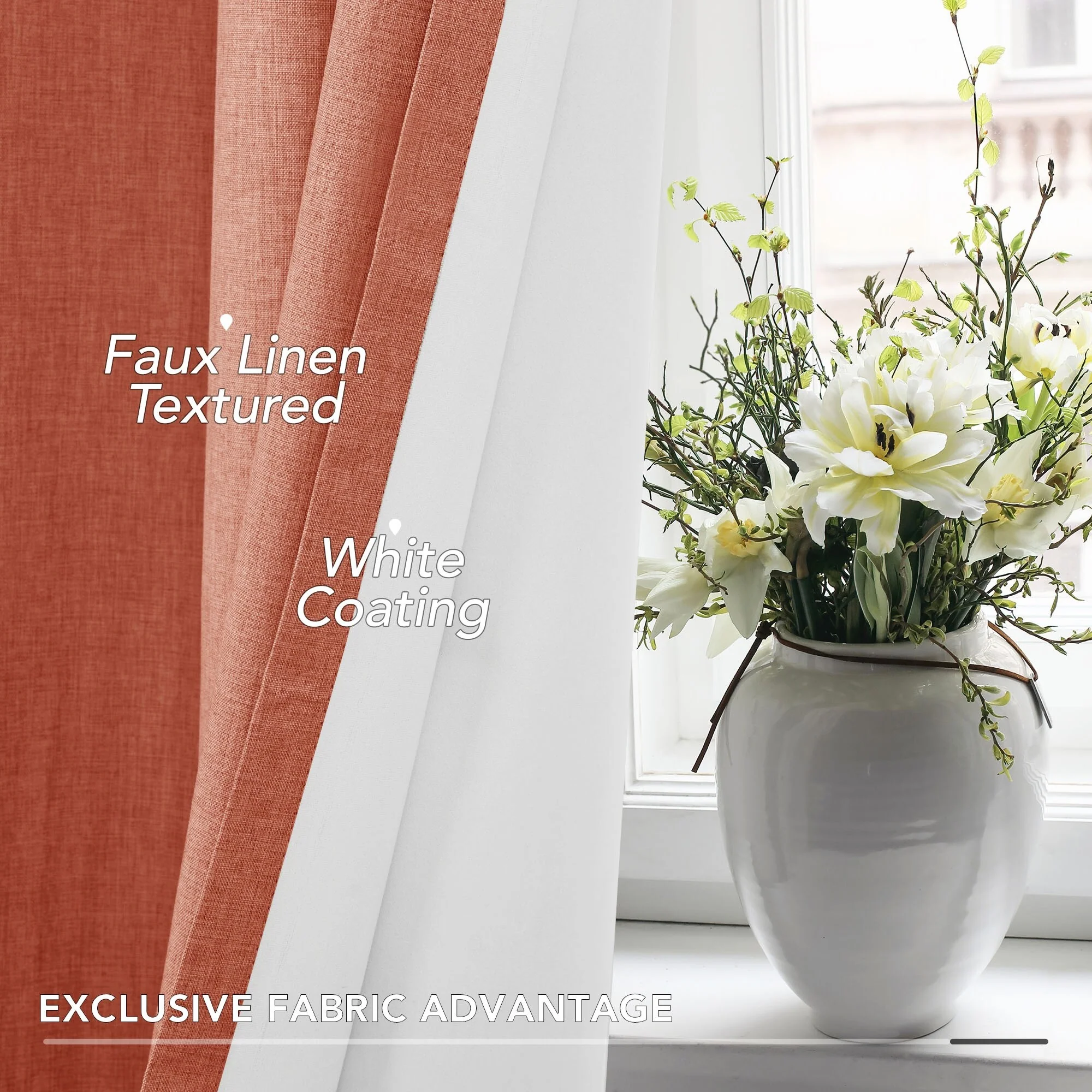 Deconovo Blackout Living Room Curtains Faux Linen Drapes 2 Panels