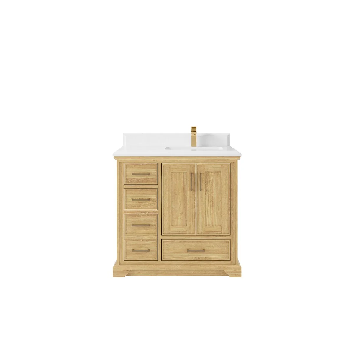 Willow Collections 36 in. W x 22 in. D Charlotte Teak Right Offset Sink Bathroom Solid Teak Vanity with Countertop