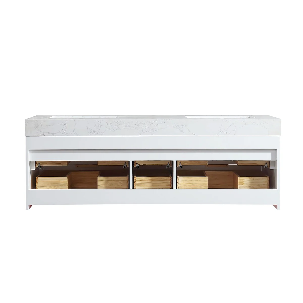 60 Inch Solid Wood Frame Wall-Mounted Bathroom Vanity Set with Double Ceramic Basin