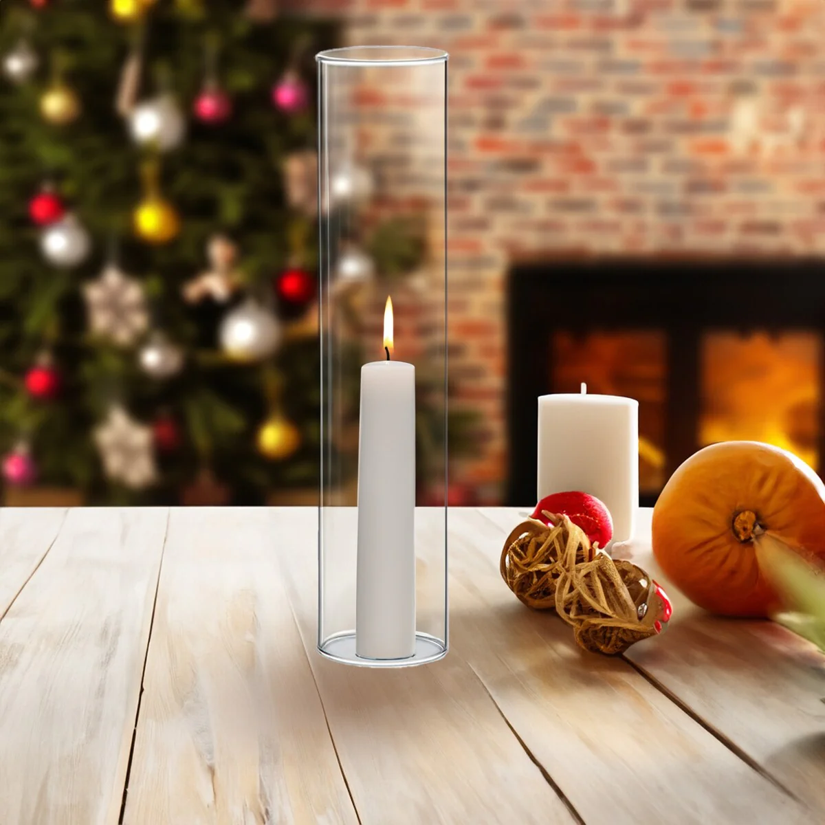 Clear Glass Cylinder Hurricane Chimney Tube, Candle Cover - 1 Piece