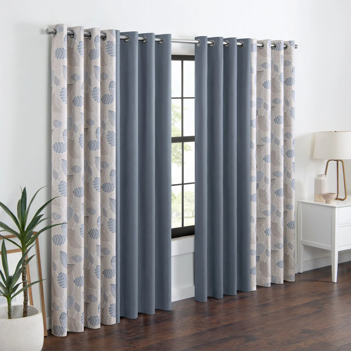 Eclipse Blackout Curtains, Larissa Leaf Grommet Curtains