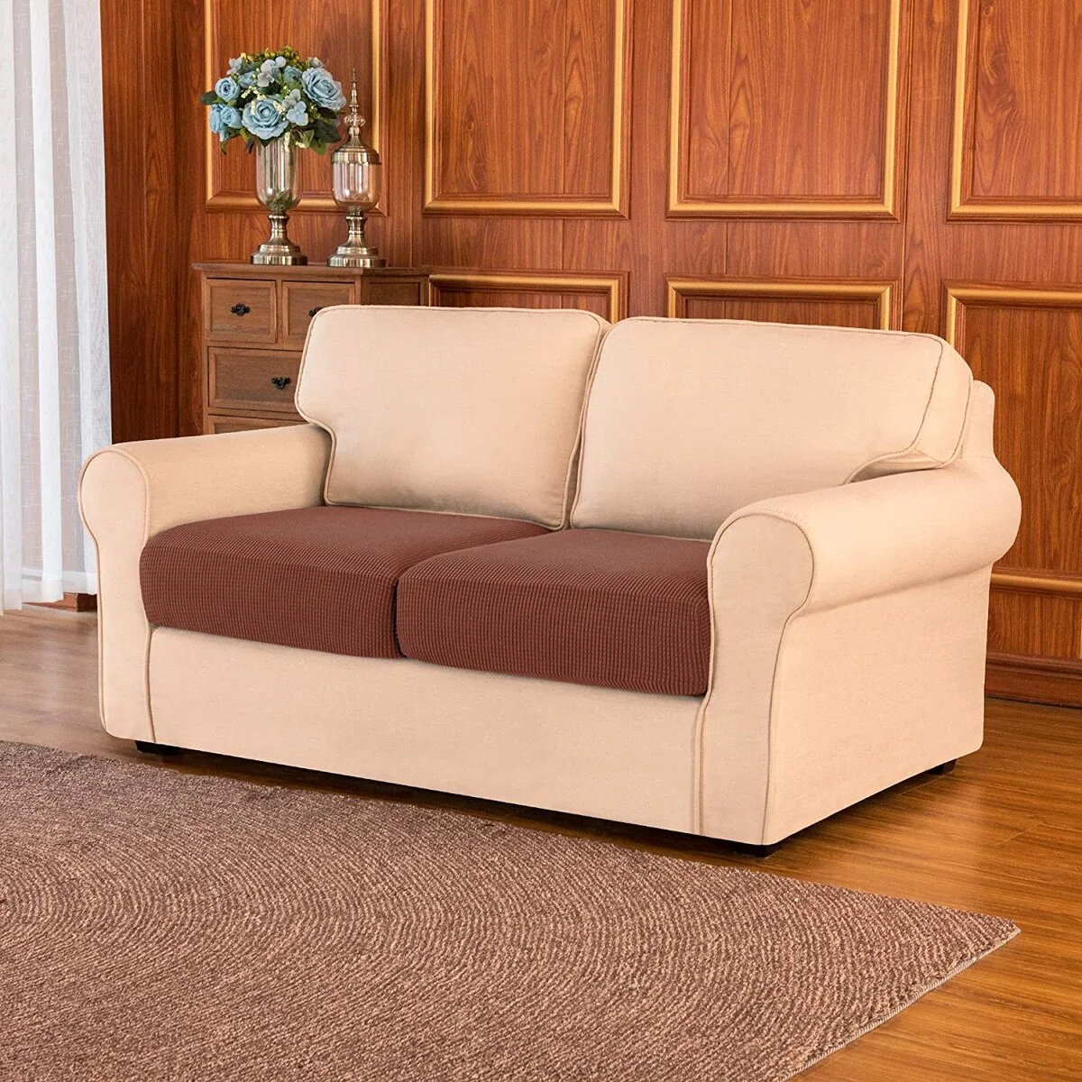 Subrtex 2-Piece Stretch Separate Sofa Cushion Cover Elastic Slipcover