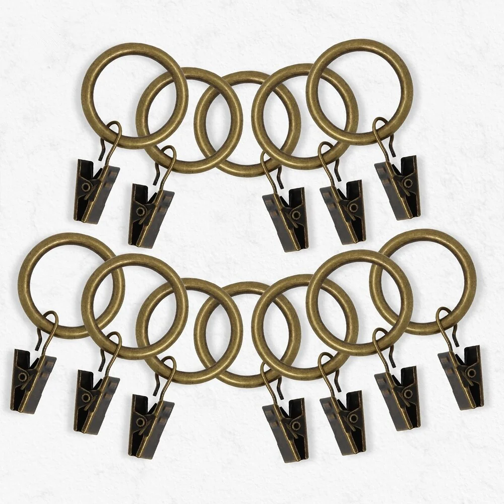 Chicology Clip Rings, Fits Rods 3/4-in. Diameter, Curtain & Drapery Hardware, Essential - Pack of 12