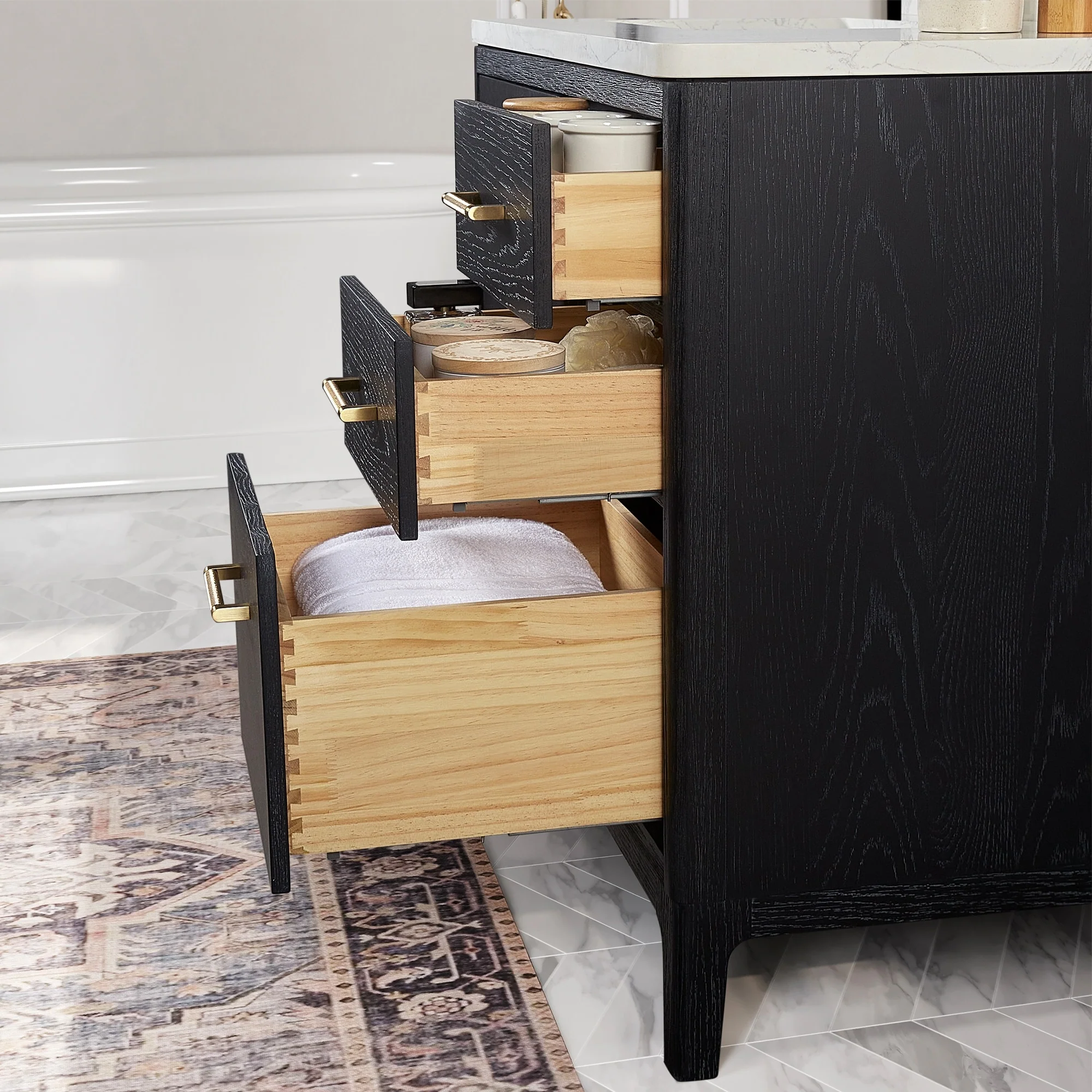 Gara Single Bath Vanity with Composite Stone Top and Mirror