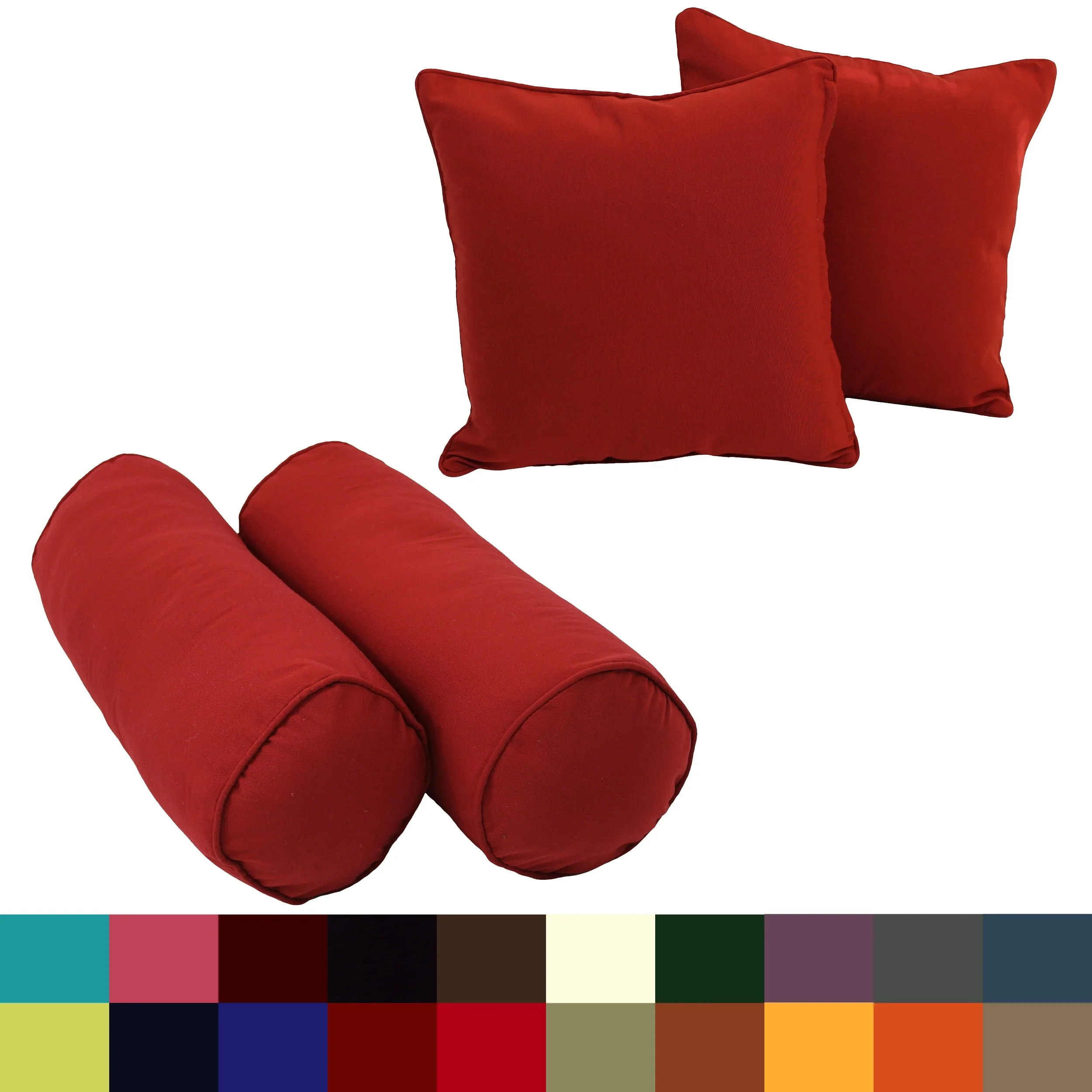 Twill 4-Piece Bolster/Throw Pillow Set