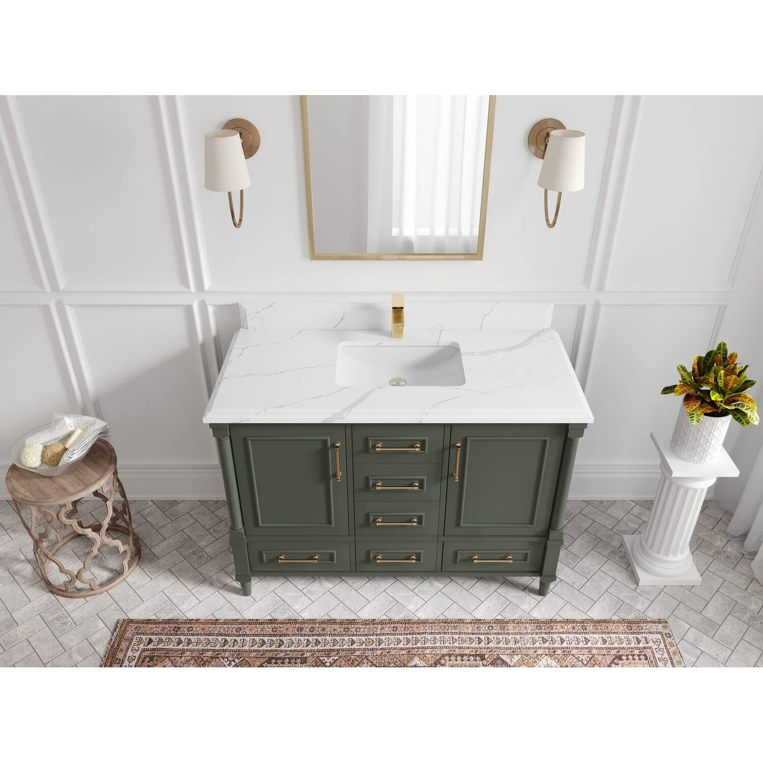 Willow Collections 48 in. W x 22 in. D Aberdeen Single Bowl Sink Bathroom Vanity with Countertop