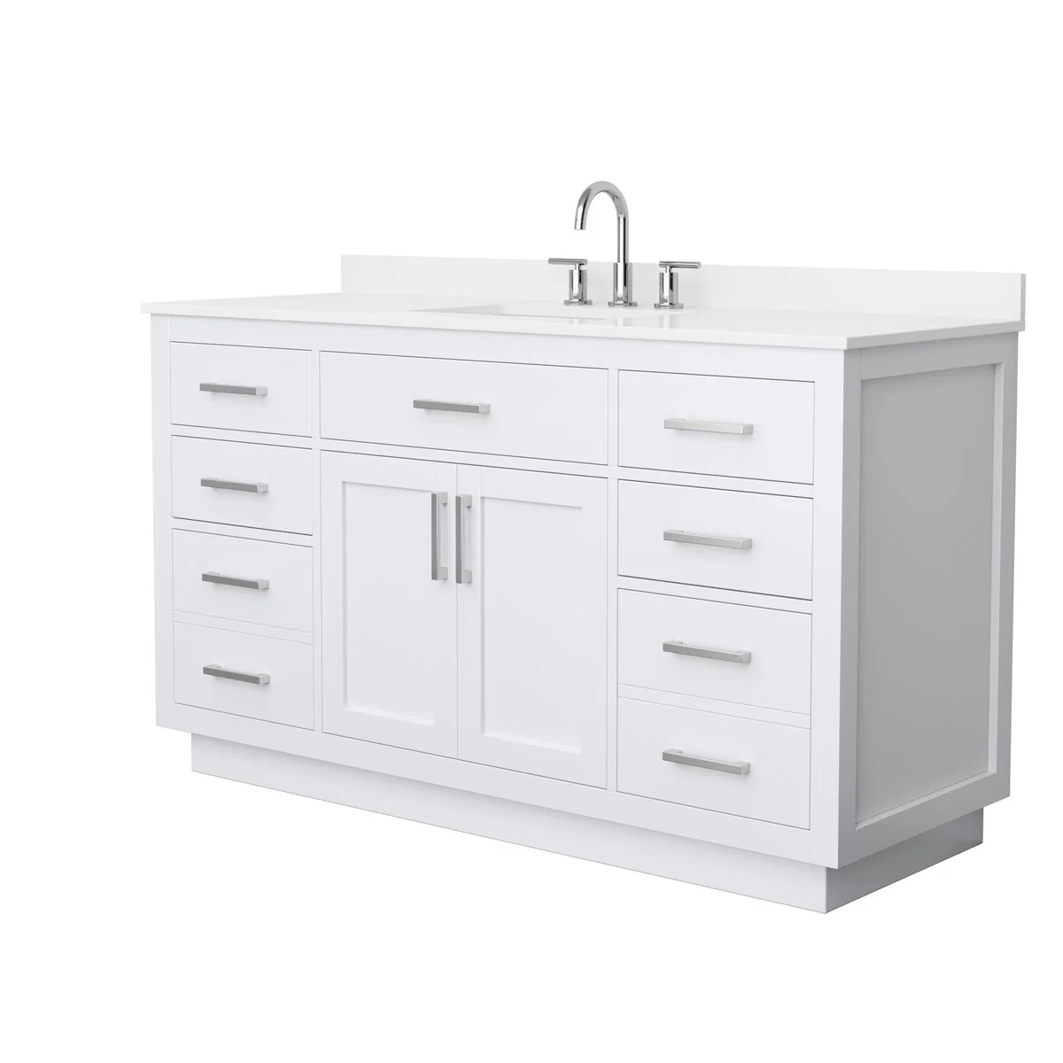 Beckett TK 60-inch Single Vanity, 3 Hole Quartz Top