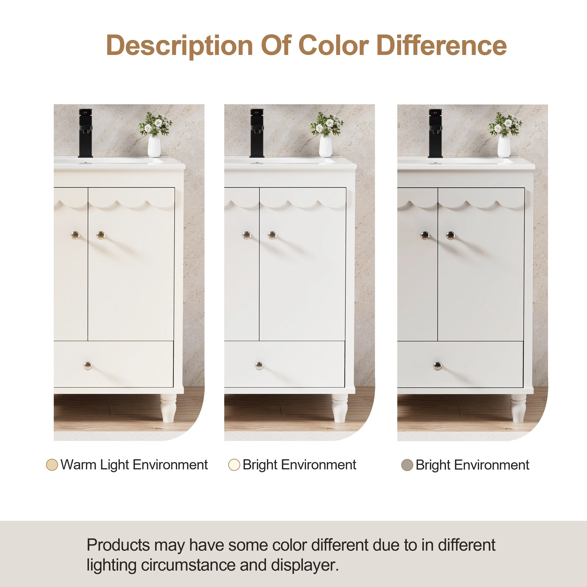 Lace Trim Freestanding Bathroom Vanity Set - Perfect for Bathrooms
