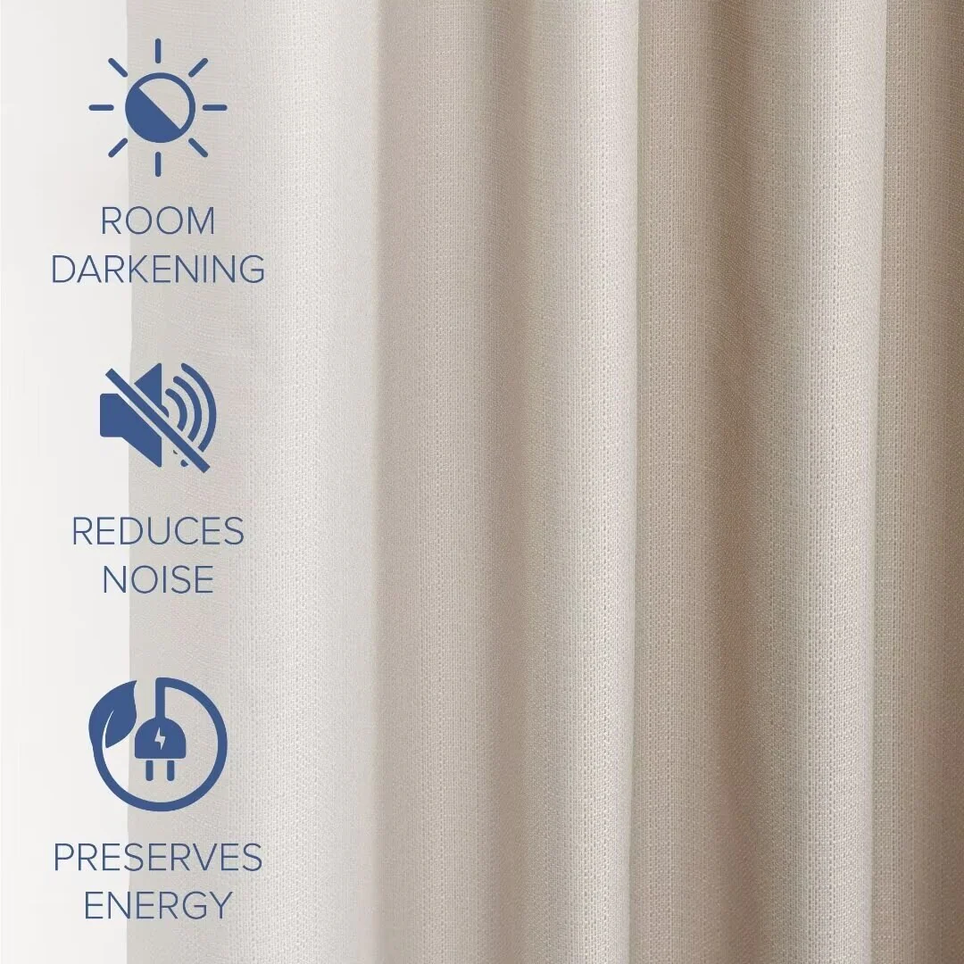 Textured Grid 100% Blackout Grommet Curtain Pair(2 Panels)
