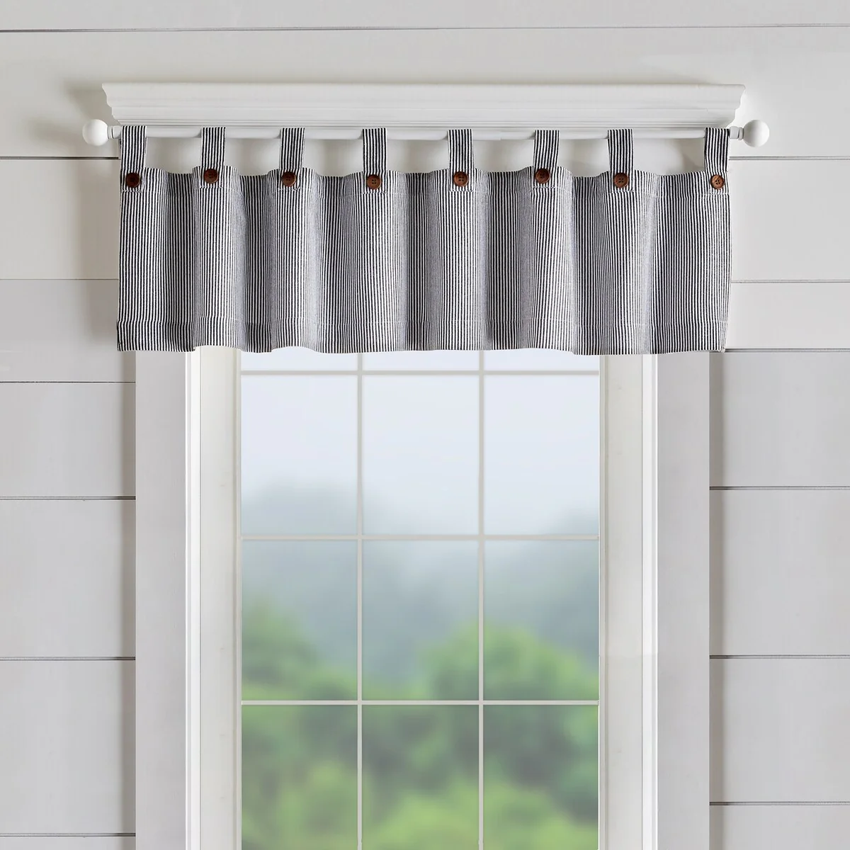 Tucker Ticking Stripe Kitchen Curtain Valance - 60