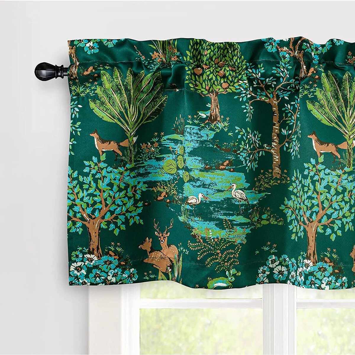 DriftAway Clara Woodland Forest Animals Printed Pattern Window Curtain Valance - 52
