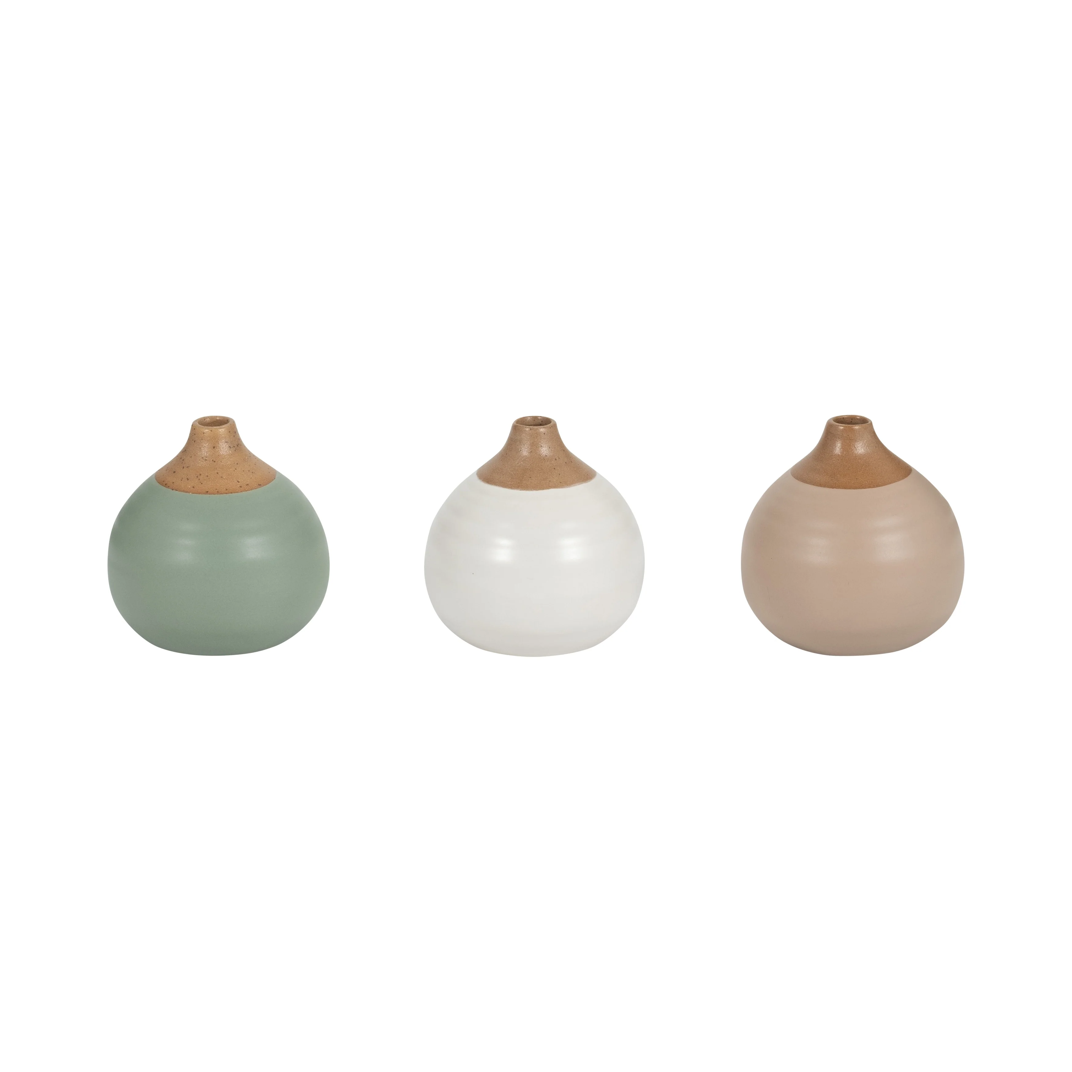 Sagebrook Home Modern Coastal Small Ceramic Bud Vases, Set of 3