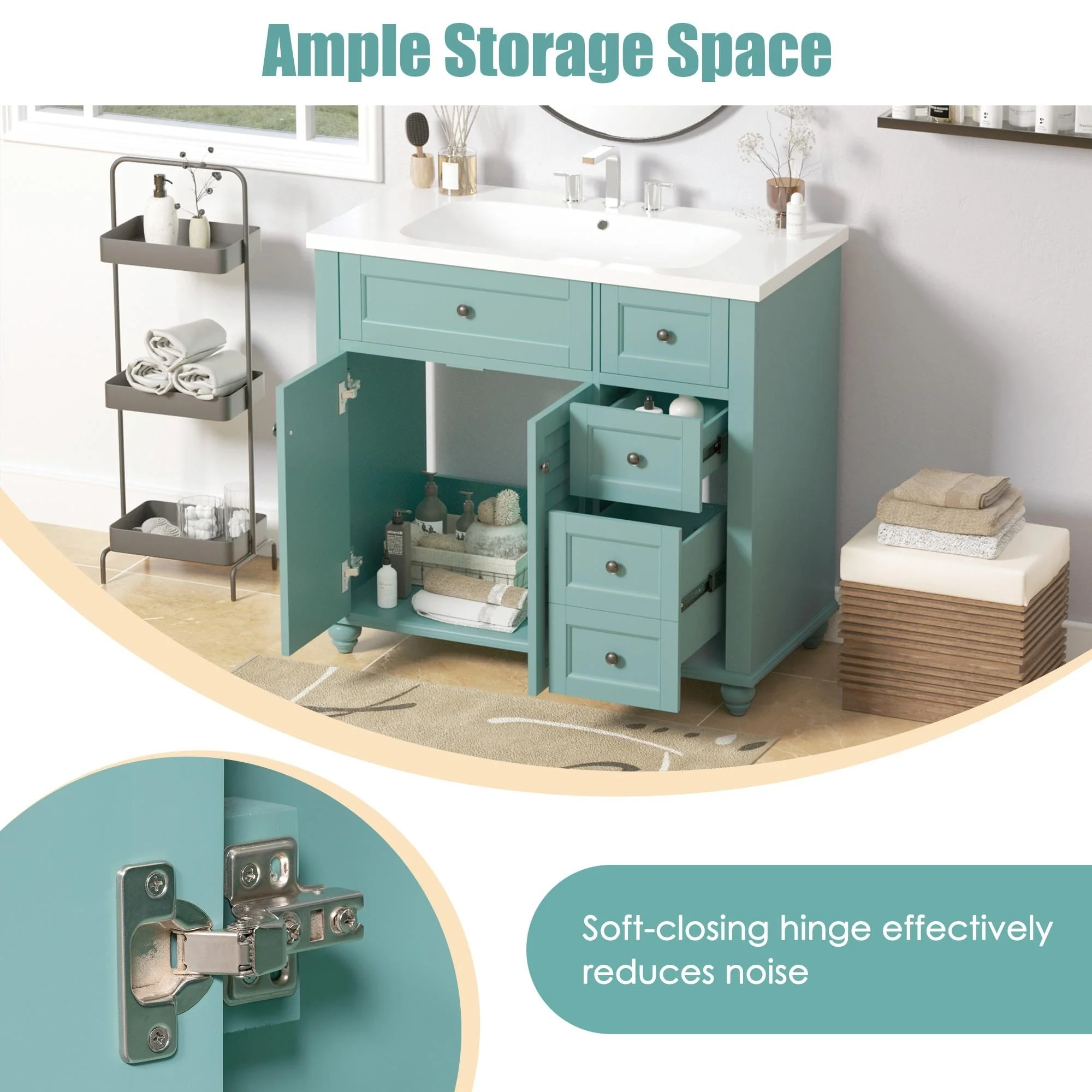 36'' Bathroom Vanity with Undermount Sink, Free Standing Vanity Set