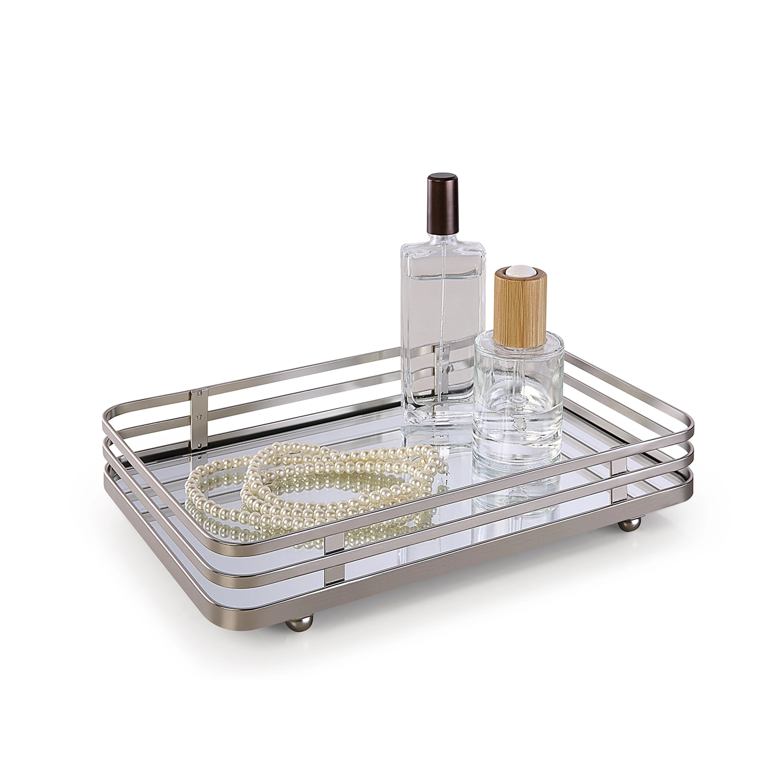 Vanity Perfume Dresser Jewelry Organizer Makeup Mirror Tray