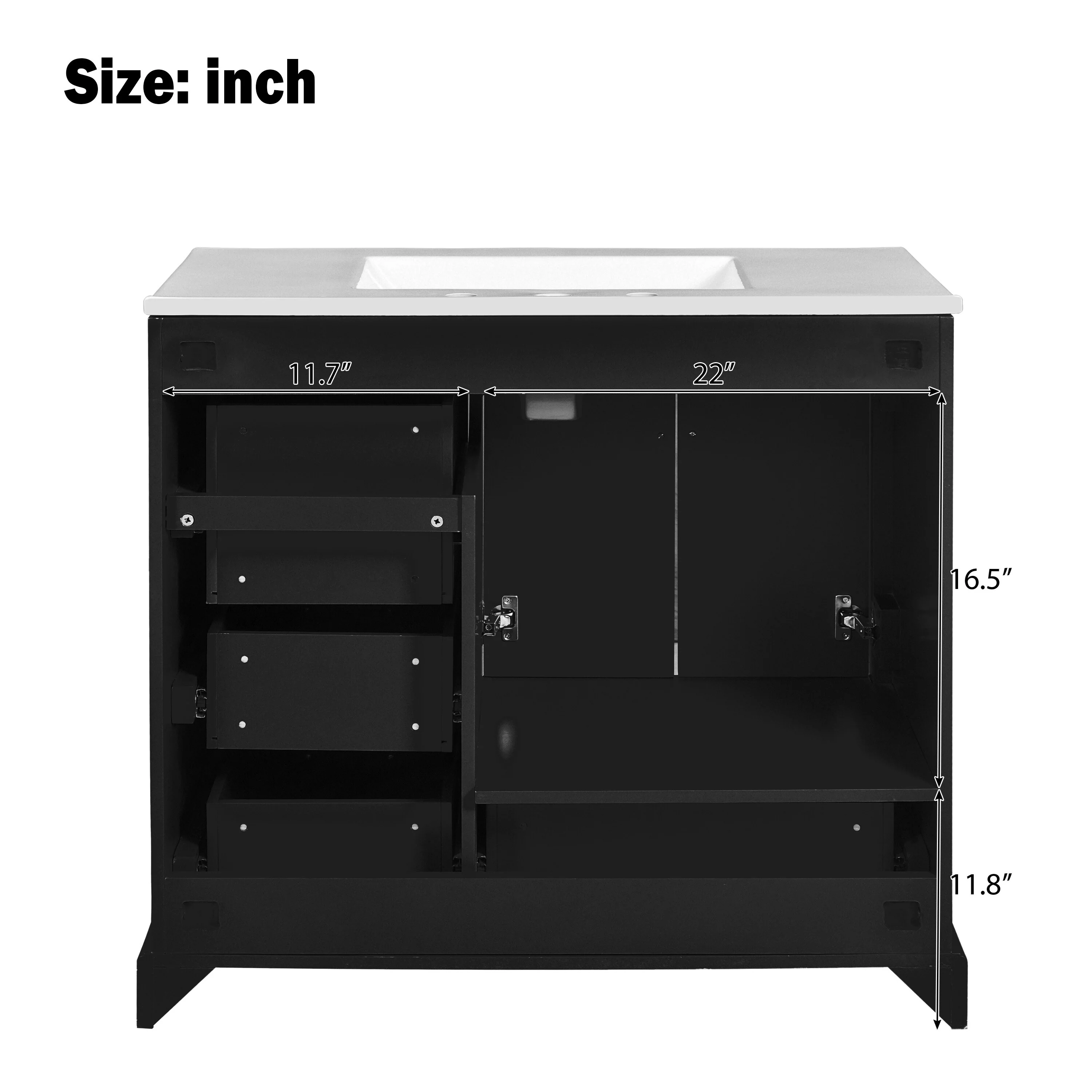 Bathroom Vanity with Resin Sink, Bathroom Vanity Set with 4 Drawers, Bathroom Storage Cabinet with 2 Soft Close Doors
