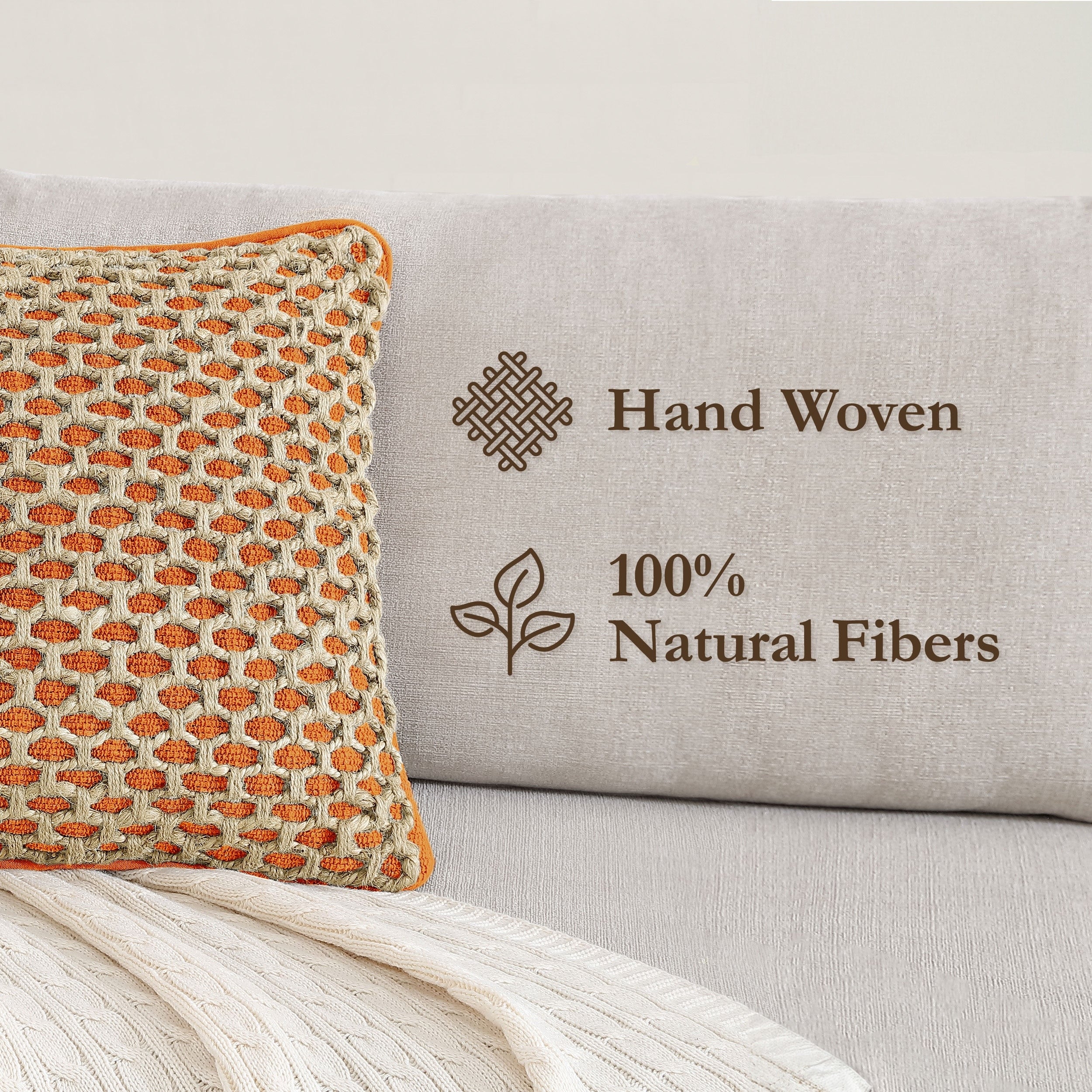 Boho Living Jada Braided Cotton/Jute Throw Pillow Covers