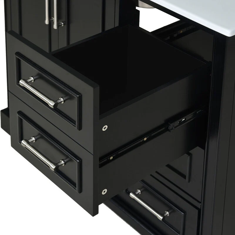 36-Inch Classic Bath Vanity Set – Ceramic Vessel Sink, Blue Two-Door Cabinet with Soft-Close Hinges & Four Storage Drawers