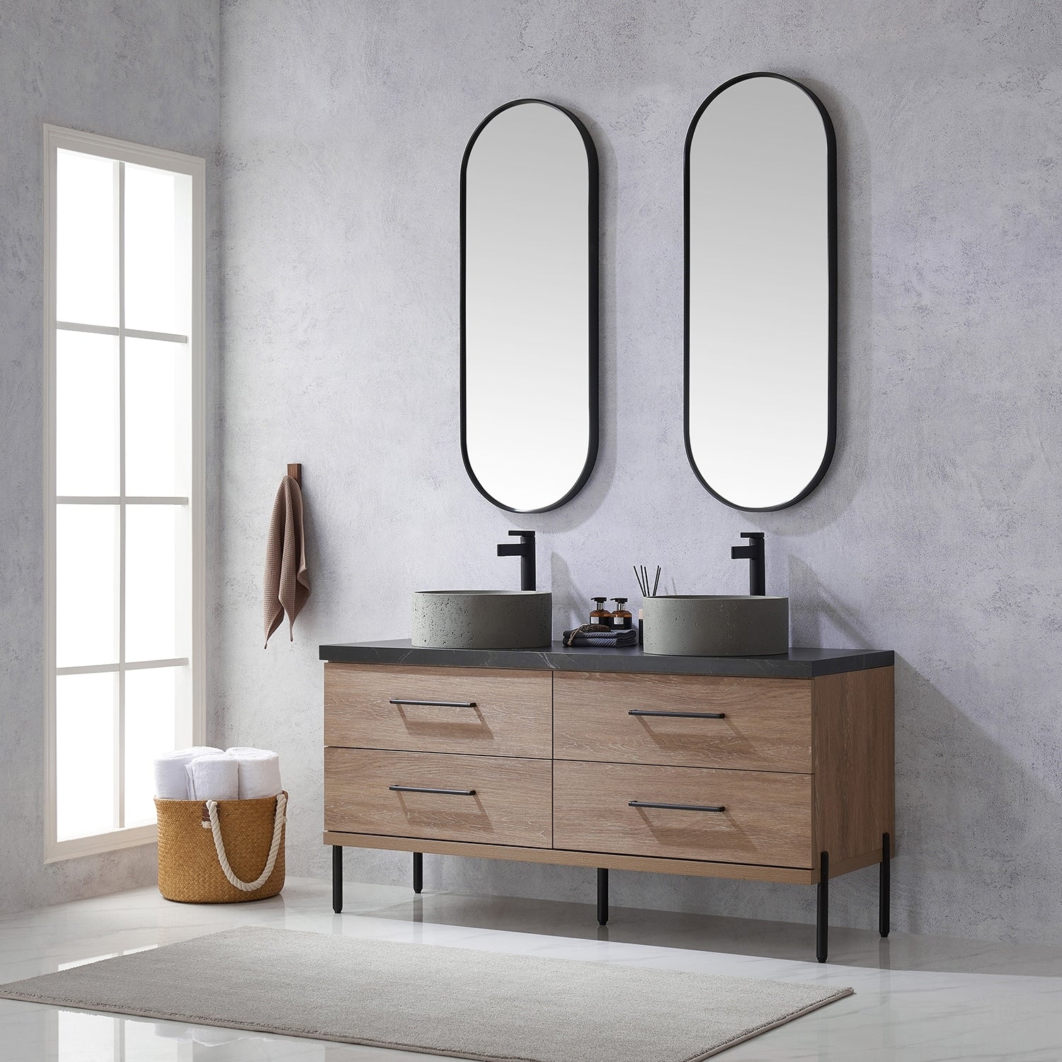 Trento Bath Vanity with Sintered Stone Top with Concrete Sink (R)