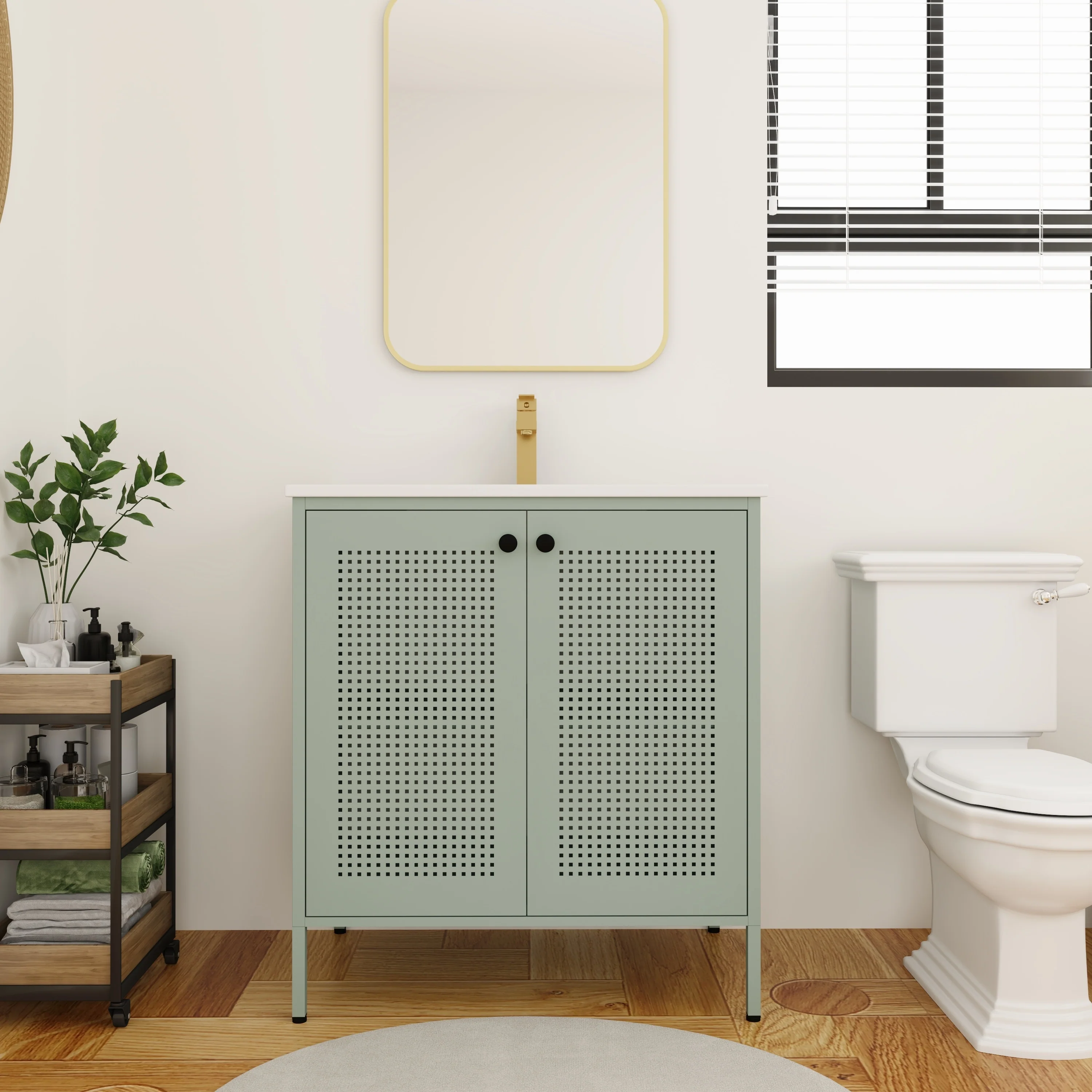 BNK 24/30 inch Freestanding Single Sink Bathroom Vanity with Soft Close Door and 1 adjustable shelf