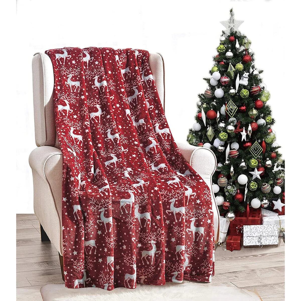 NobleHouse Velvet Touch Holiday Throw Fleece Blanket (50