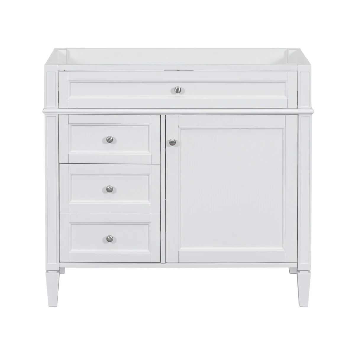 36'' Bathroom Vanity without Top Sink, Modern Bathroom Storage Cabinet with 2 Drawers and a Tip-out Drawer, Solid Wood Frame