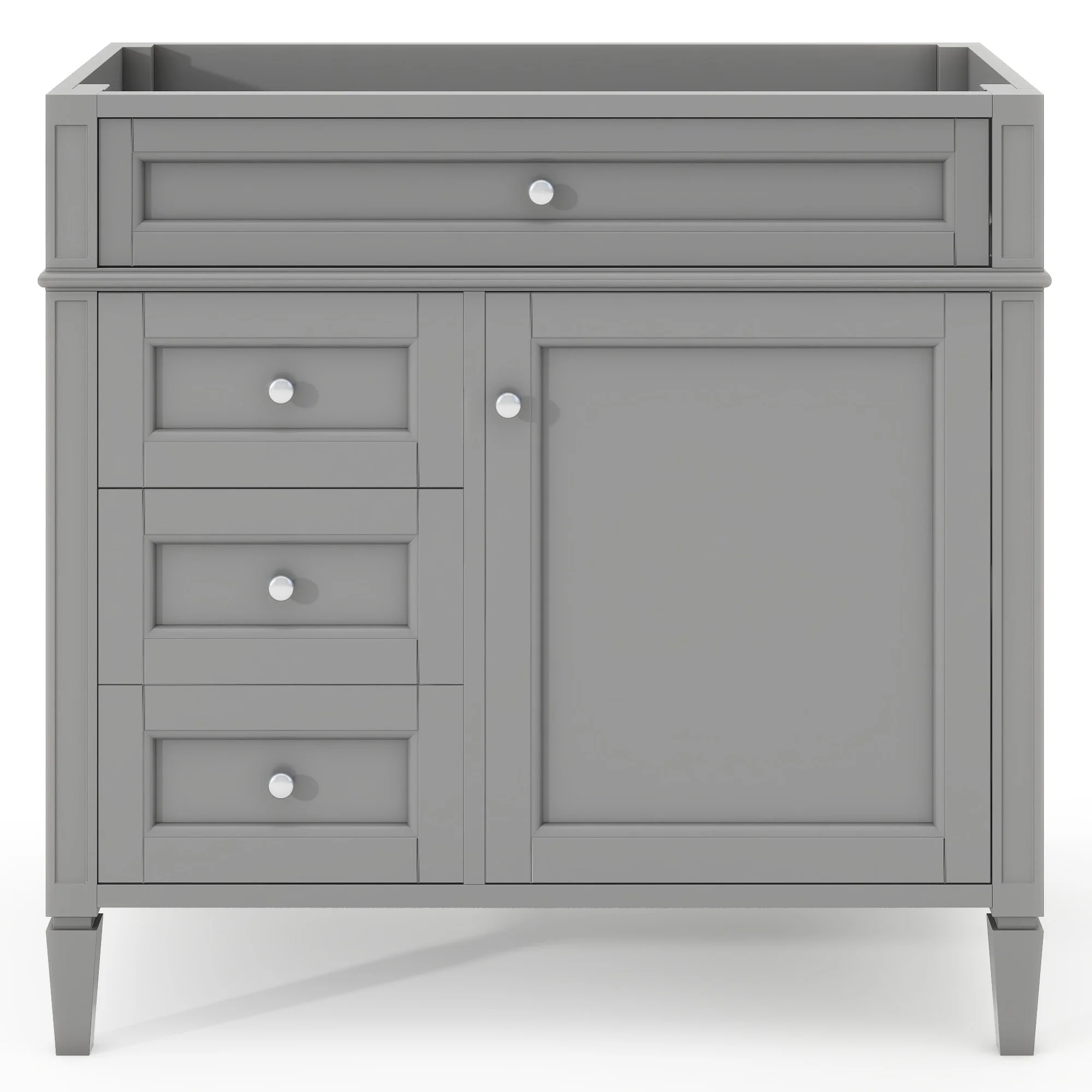 36'' Bathroom Vanity without Top Sink, Modern Bathroom Storage Cabinet with 2 Drawers and a Tip-out Drawer, Solid Wood Frame