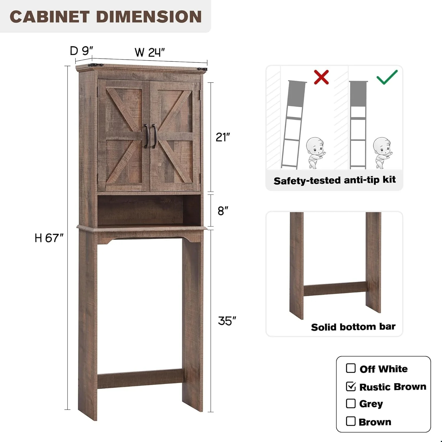 Farmhouse Over The Toilet Storage Cabinet, 67