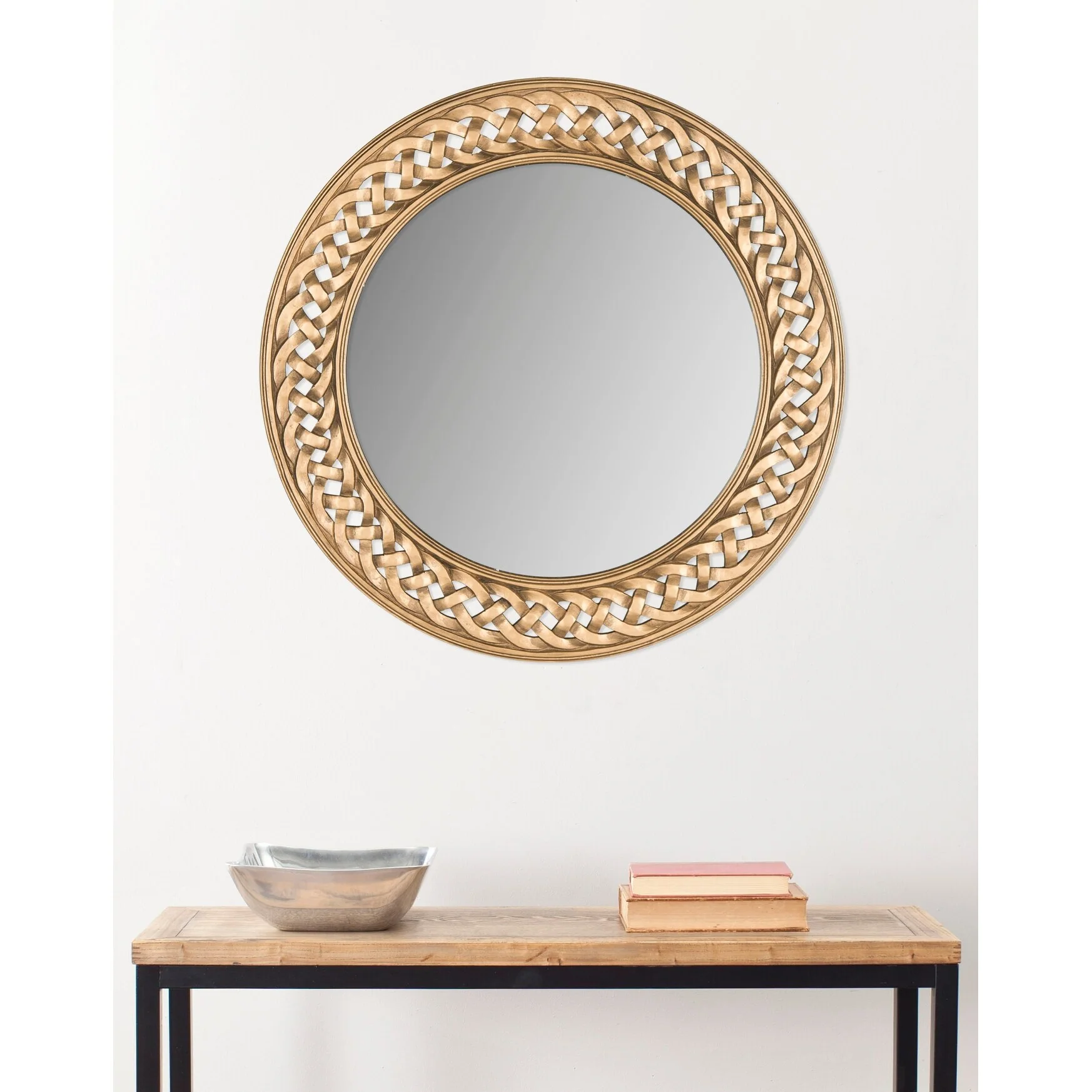 SAFAVIEH Kortney Chain Gold 24-inch Round Decorative Mirror - 24
