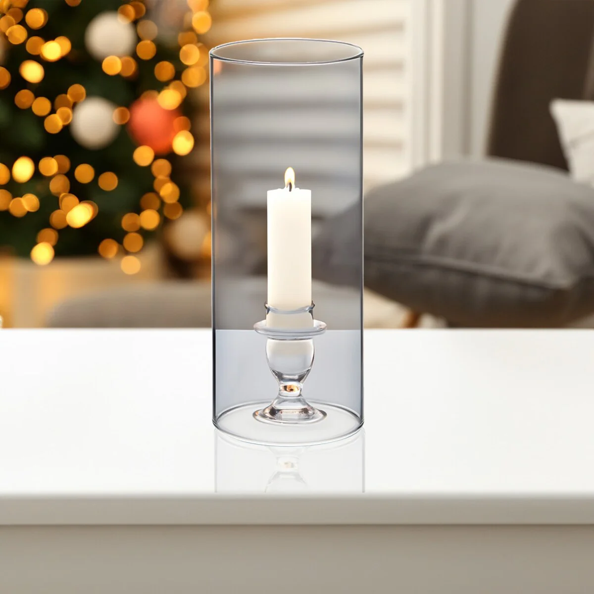 Clear Glass Cylinder Hurricane Chimney Tube, Candle Cover - 1 Piece
