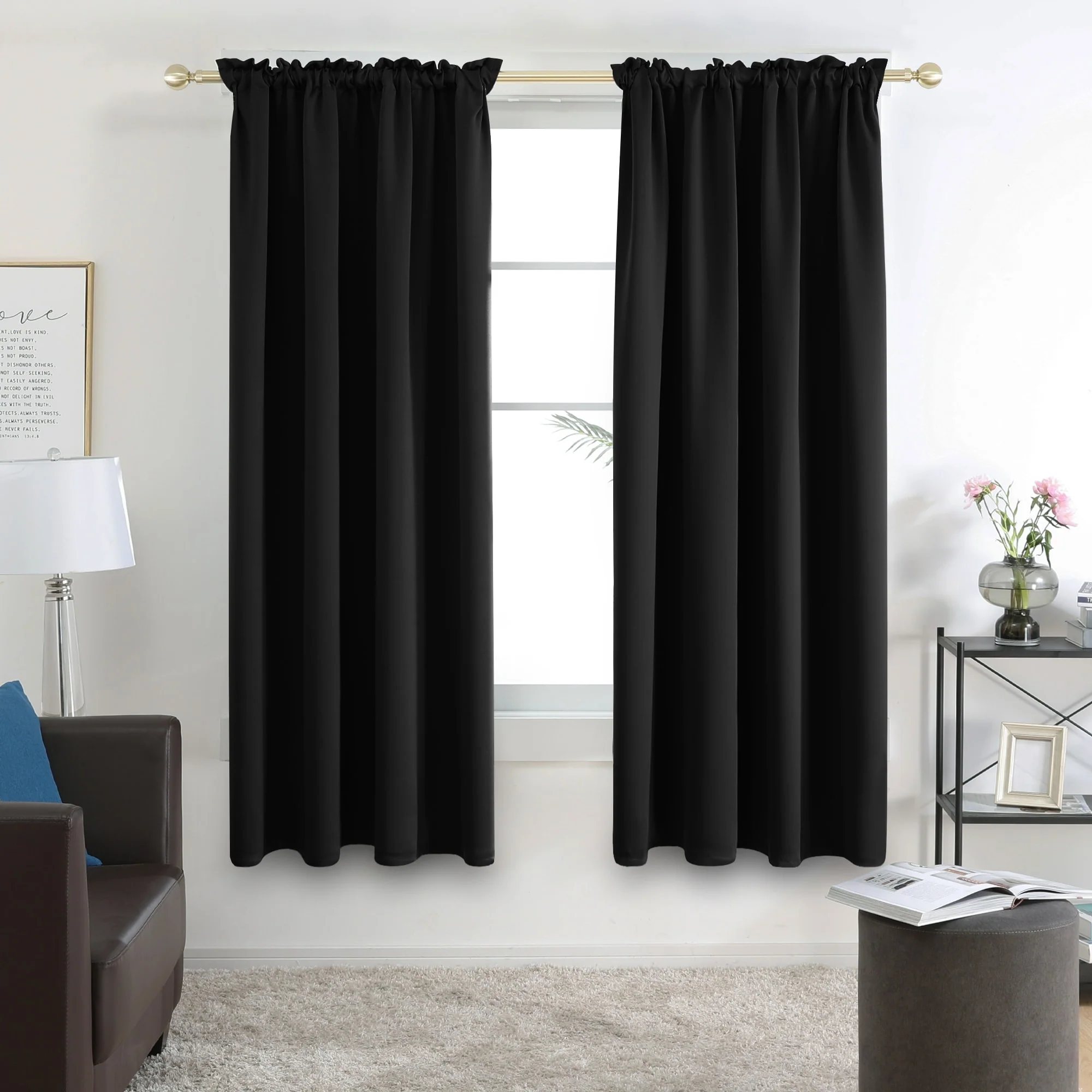Deconovo Solid Rod Pocket Curtain Panel Pair (2 Panel)
