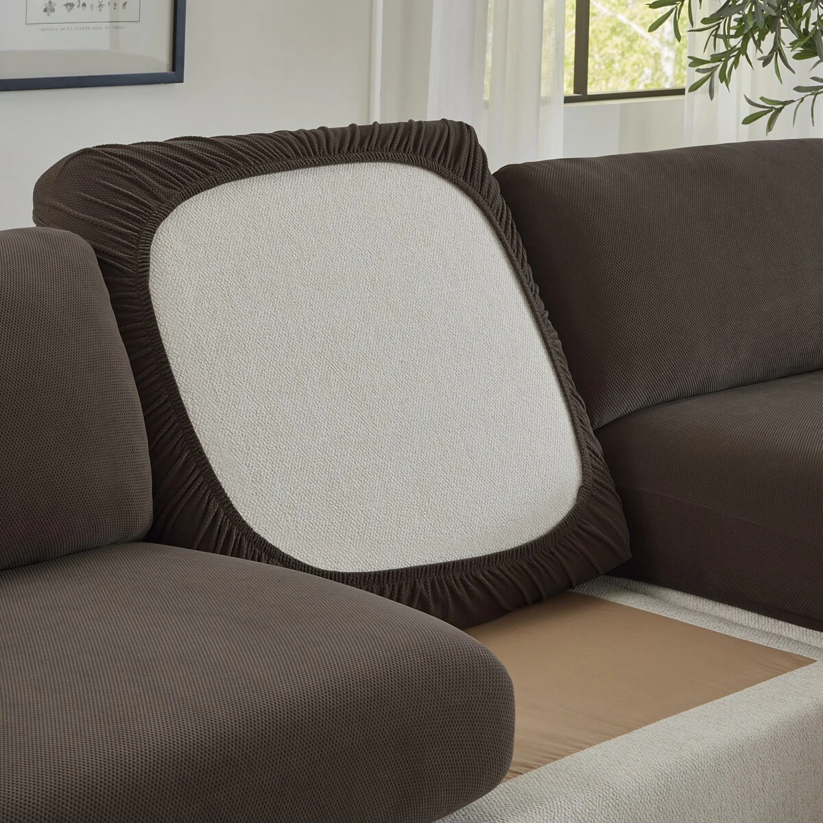 SureFit Stretch Pique Sectional Couch Cushion Slipcovers