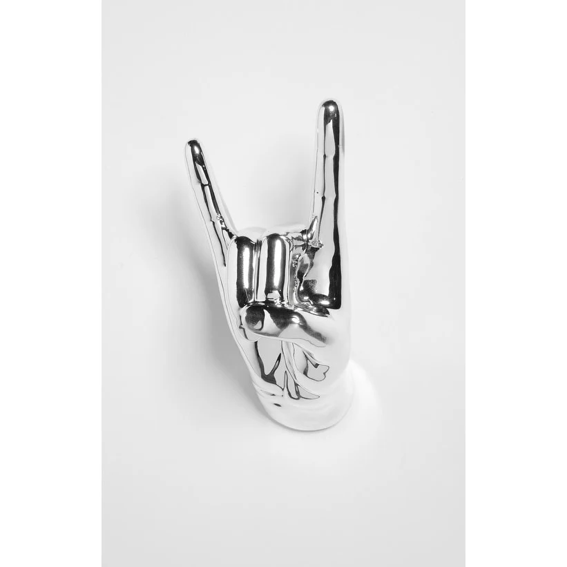 Interior Illusions Plus Silver Rock On Hand Wall Mount- 8.5