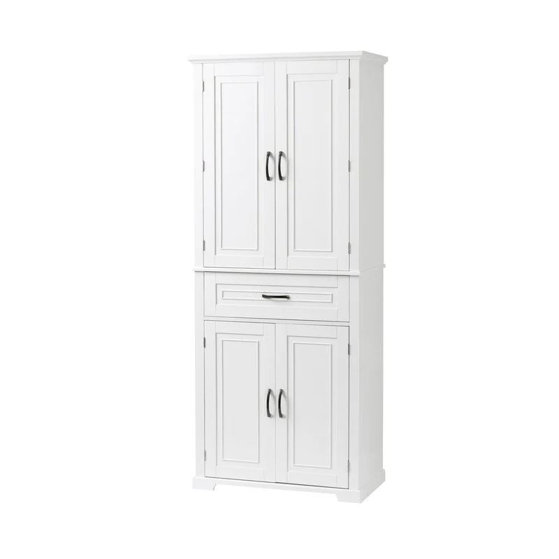 Bathroom Floor Cabinet, Freestanding Storage Cabinet with Doors and Drawer, Kitchen Cupboard with Adjustable Shelf