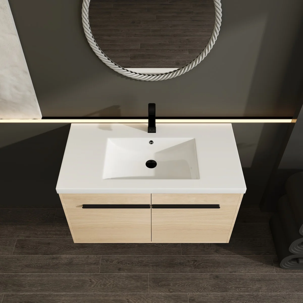 Bathroom Vanity with Resin Countertop Sink & 2 Doors