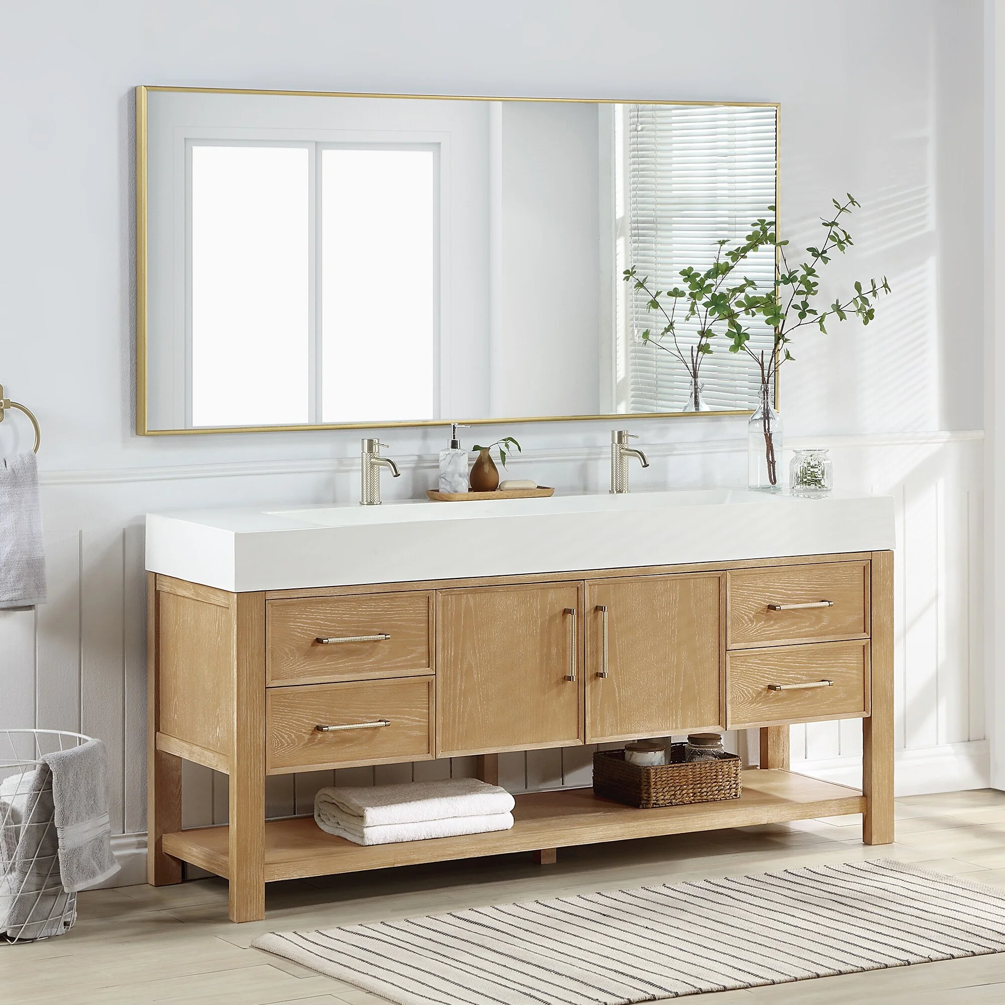 Vera Bath Vanity with Integrated Stone Sink Top and Mirror