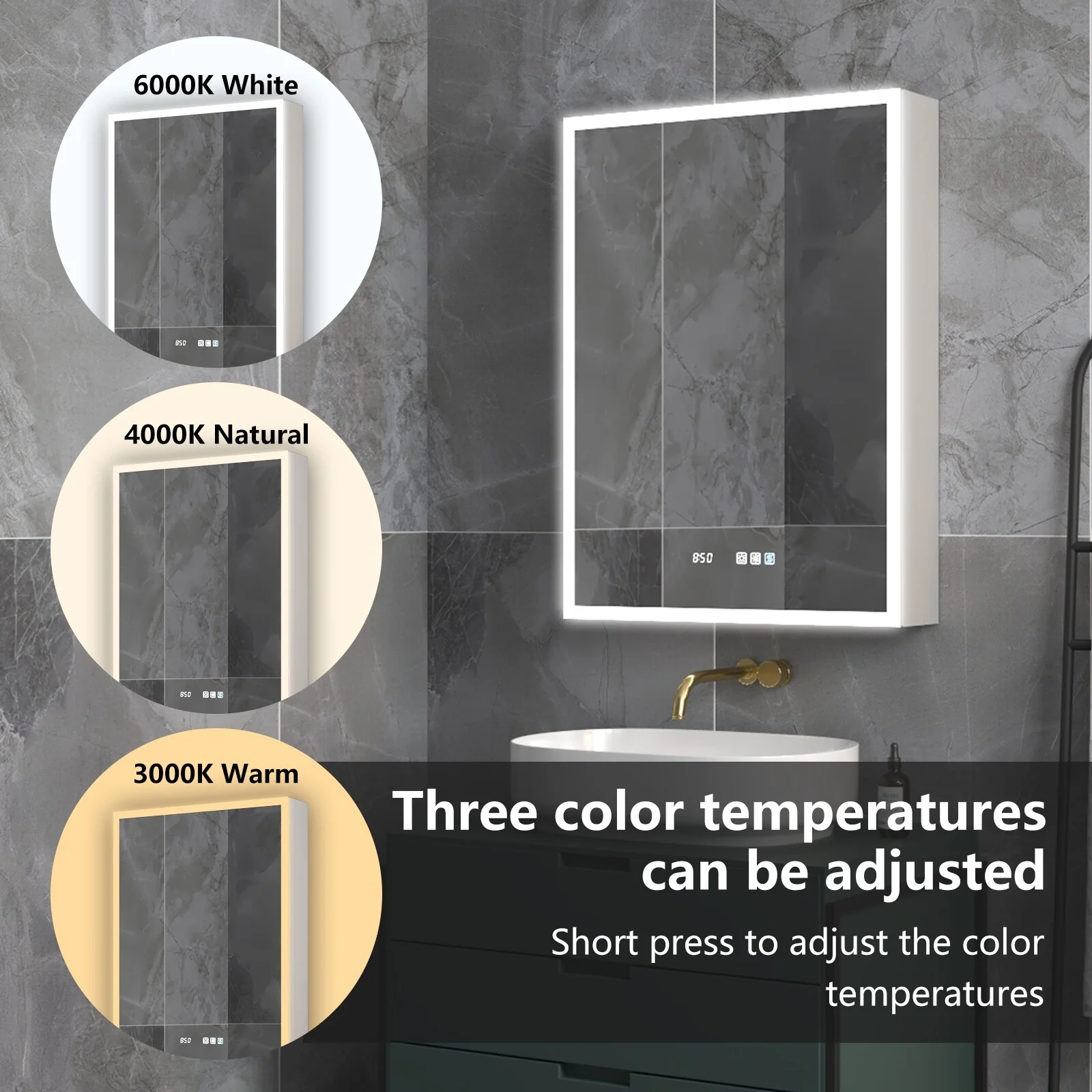 ExBrite Led Lighted Medicine Cabinet Recessed or Surface with Mirrors